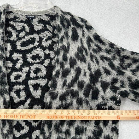 Torrid Plus 5X Cardigan Sweater Grey Leopard Longline‎ Knit Open Front Animal - Picture 10 of 11